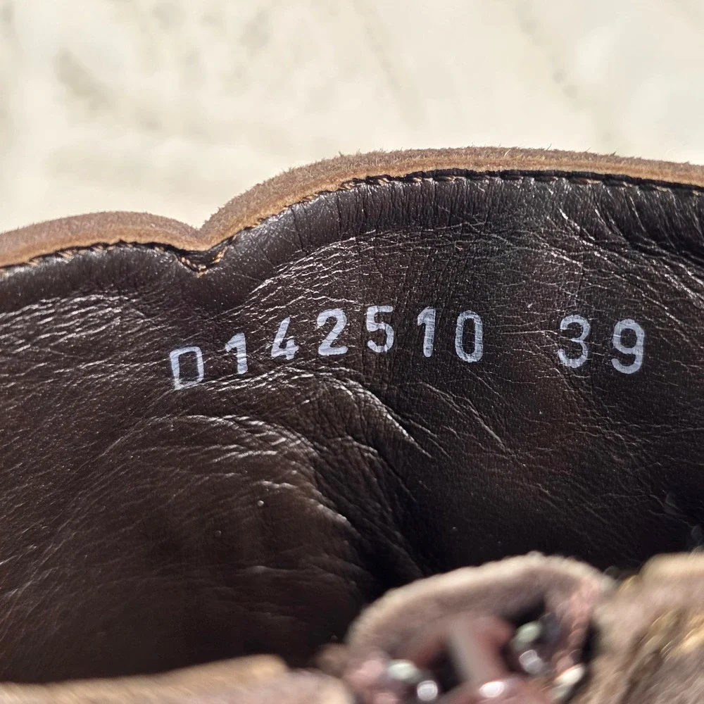 AGL Attilio Giusti Leombruni Suede Floral Ankle‎ Boots Brown Womens 39 Excellent